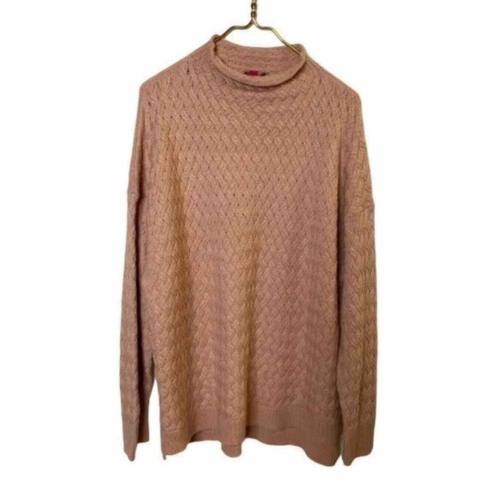 Vince Camuto Women's Pullover Sweater Salmon Pink Long Sleeve High Neck XL NWOT